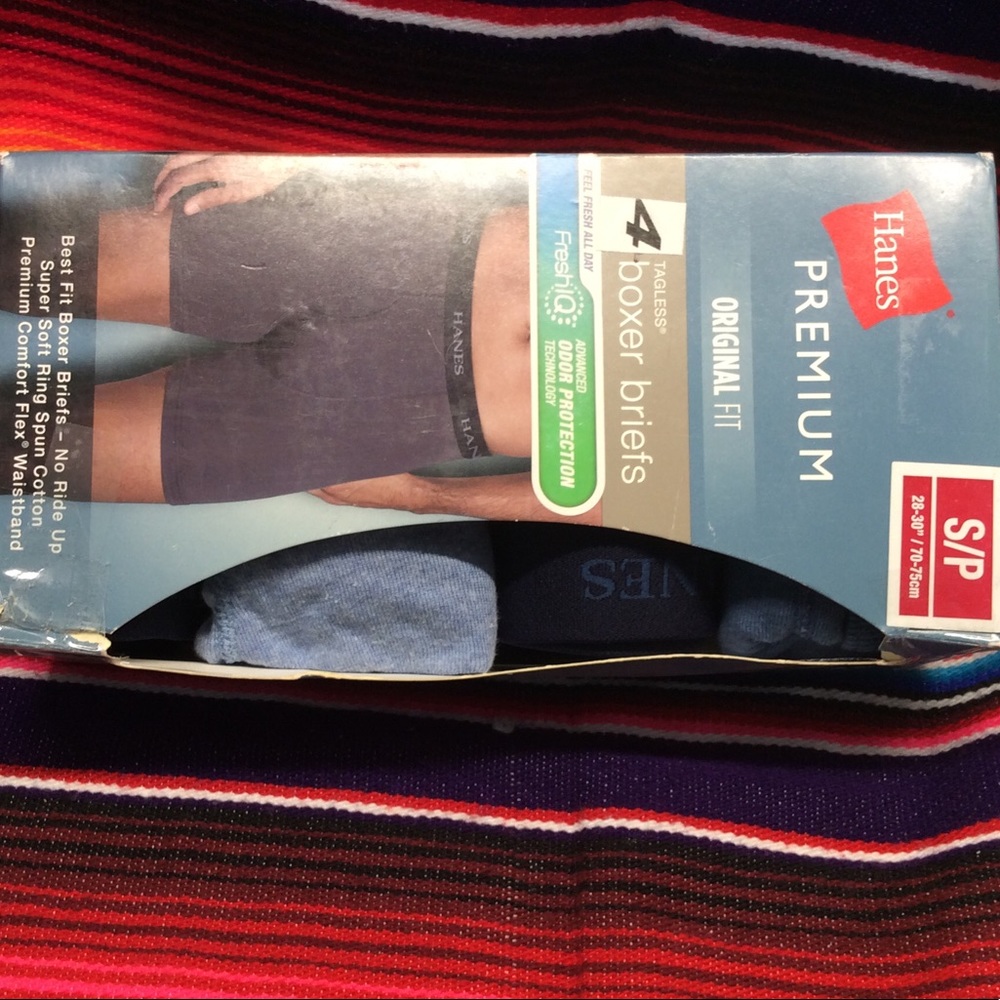 HANES PREMIUM 100% COTTON MEN’S BOXER BRIEFS ORIGINAL FIT 4 PACK SIZE: SMALL - Picture 10 of 11